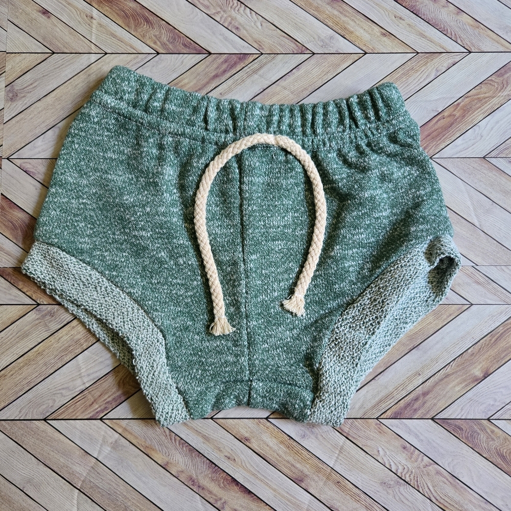 Toddler Boy Girl Retro Sweater Green Shorts Summer Lounge Cotton Bottoms 12-18M